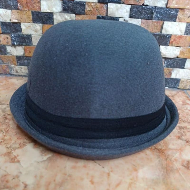 Topi Chaplin Bowler Hat Dewasa - Abu Tua